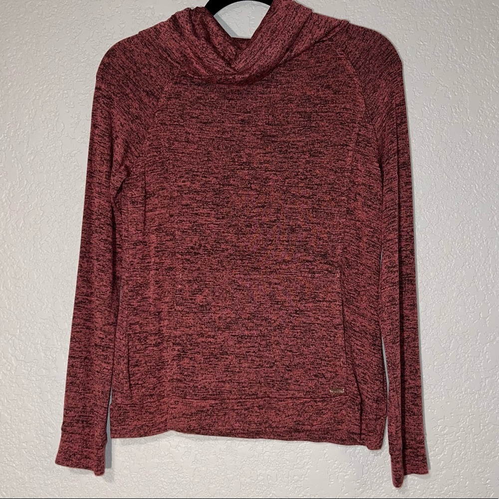 Hello Mello Small Heather Pink Long Sleeve Cowl Neck Pullover Sweater